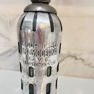 Vintage Argentina metal/glass seltzer bottle